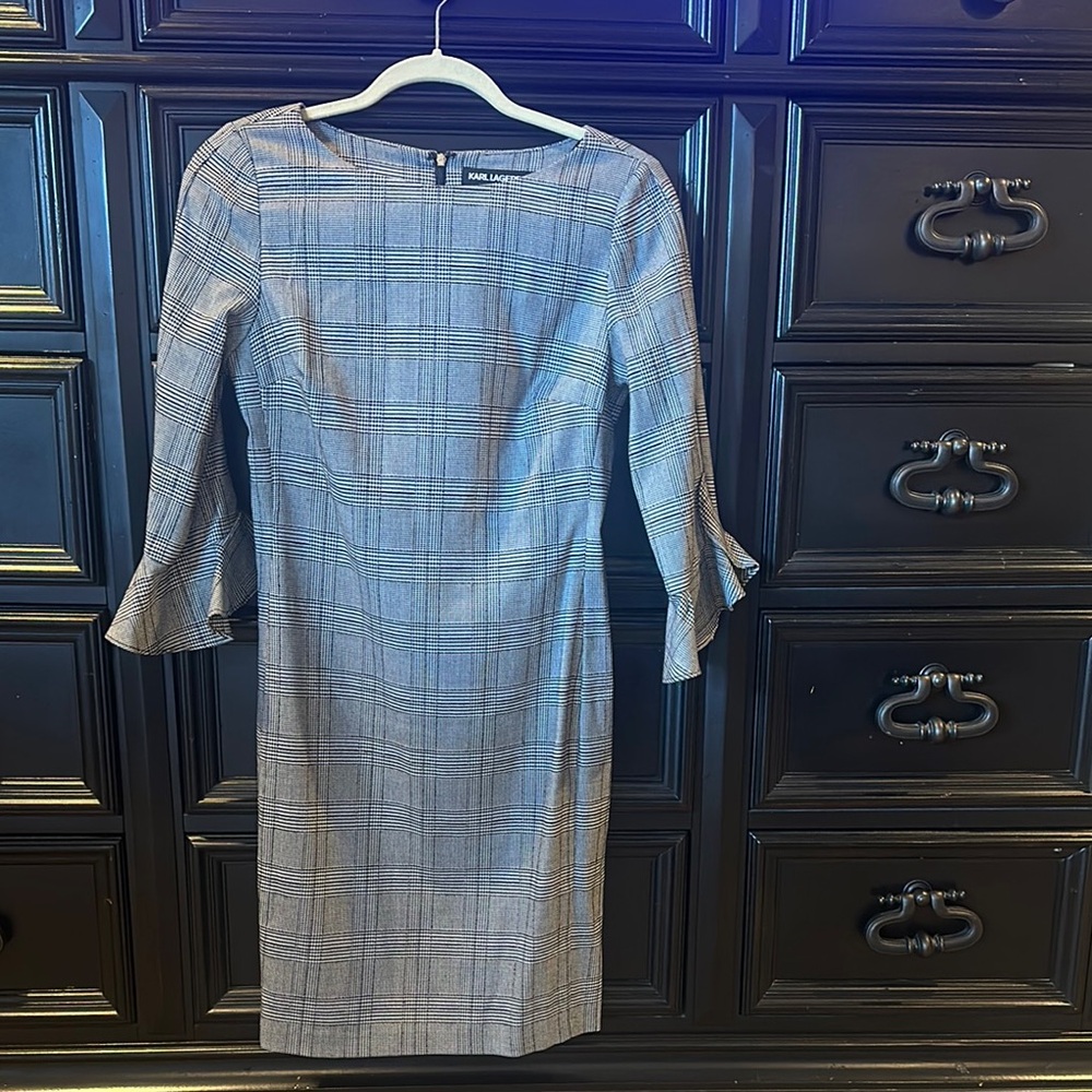 Elegant Gray Plaid Dress